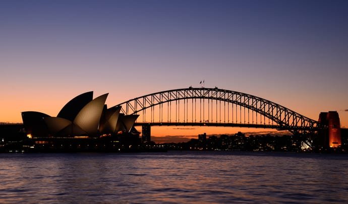 Sydney harbour at sunset
