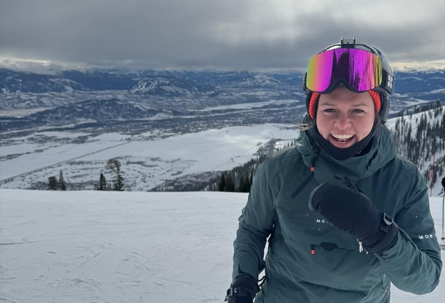 Amy robertson snowboarding in Jackson Hole