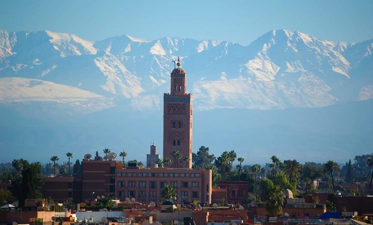 Morocco skyline with mountains in background