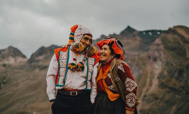 Peruvian people smiling in the mountains, Peru