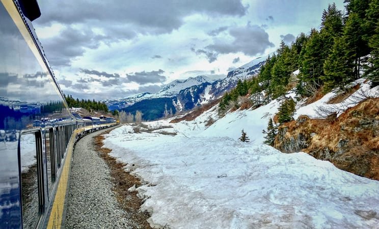 Alaska Railroad train through the countryside