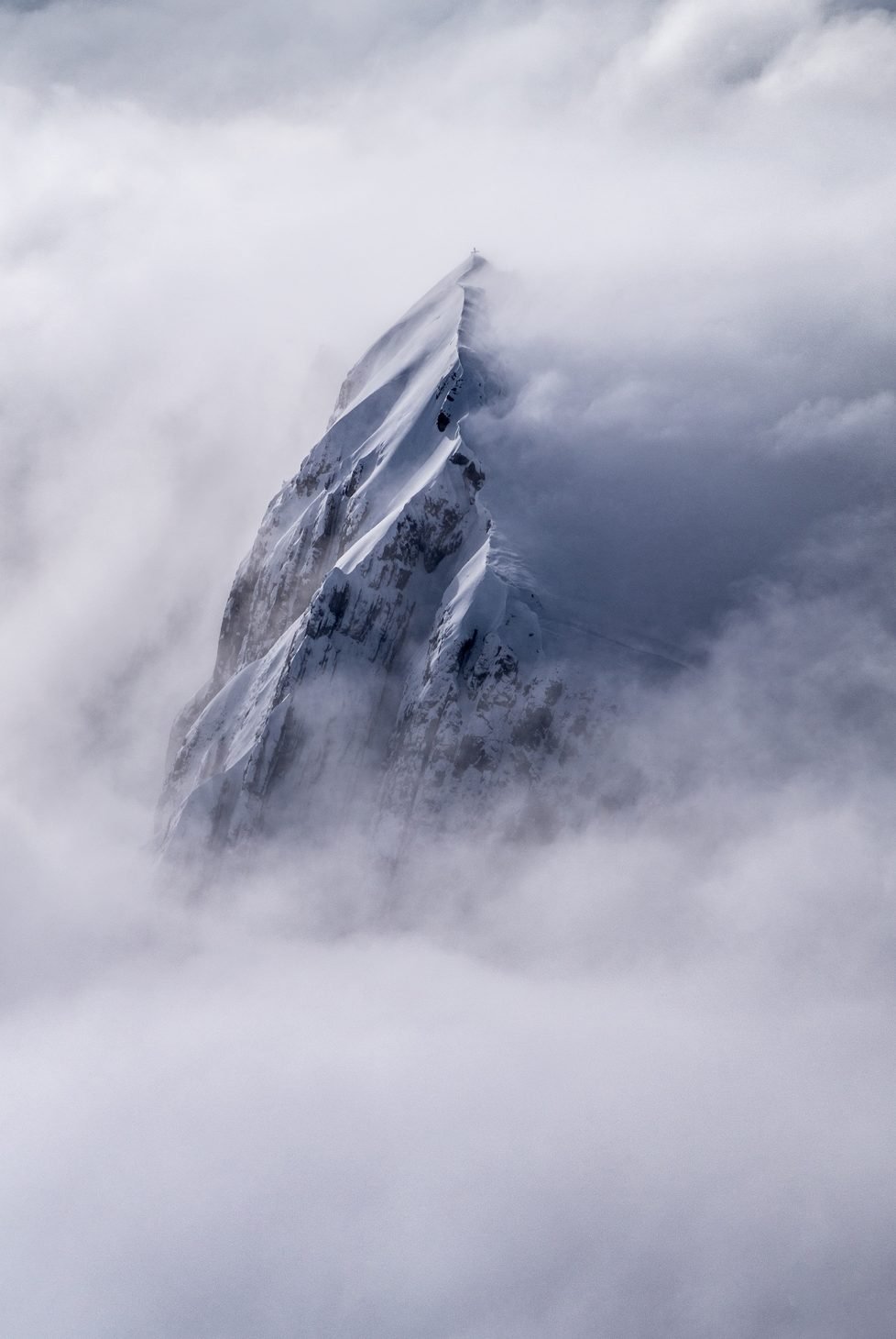 Swiss Alps in the mist