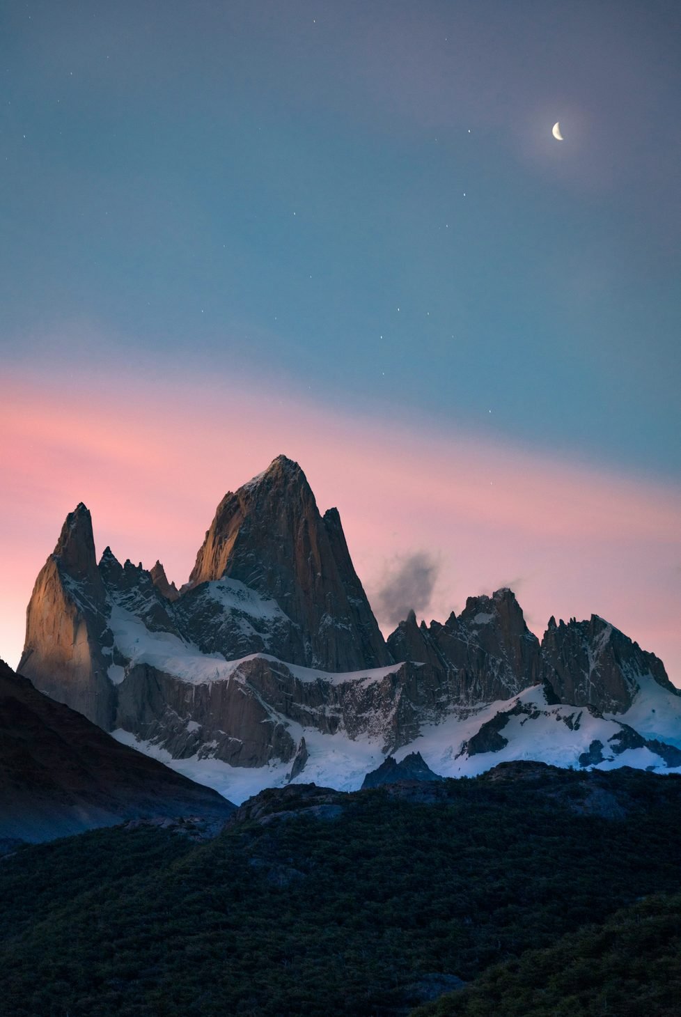 Patagonia with the sun setting behind