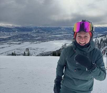 Amy robertson snowboarding in Jackson Hole