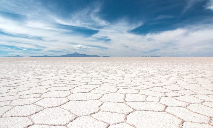 The barren landscapes of the salt flats in Bolivia, South America